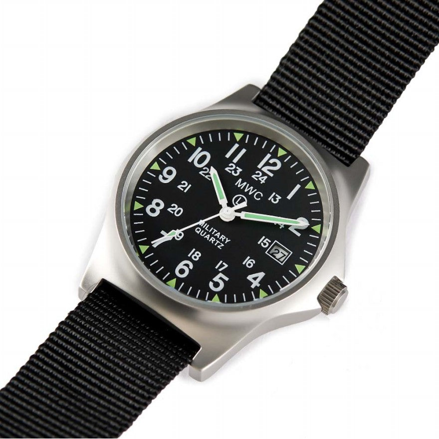 Military Watch Company G10 12/24 Horloge met Datum en Roestvrij Stalen Kast