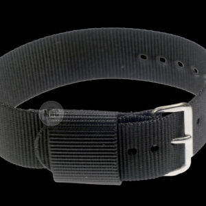 20mm Amerikaans Pattern Black Militair Horloge Strap (Chrome Buckles)
