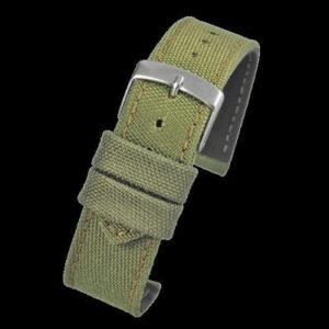 2 Piece Retro Pattern 18mm Canvas Militair Horloge Strap in Olive
