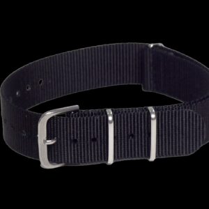 20mm Black NATO Militair Horloge Strap with Matt Stainless Fasteners