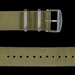 2 Piece 22mm Khaki NATO Militair Horloge Strap in Ballistic Nylon