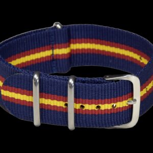 18mm NATO Militair Horloge Strap in Navy, Red and Yellow.