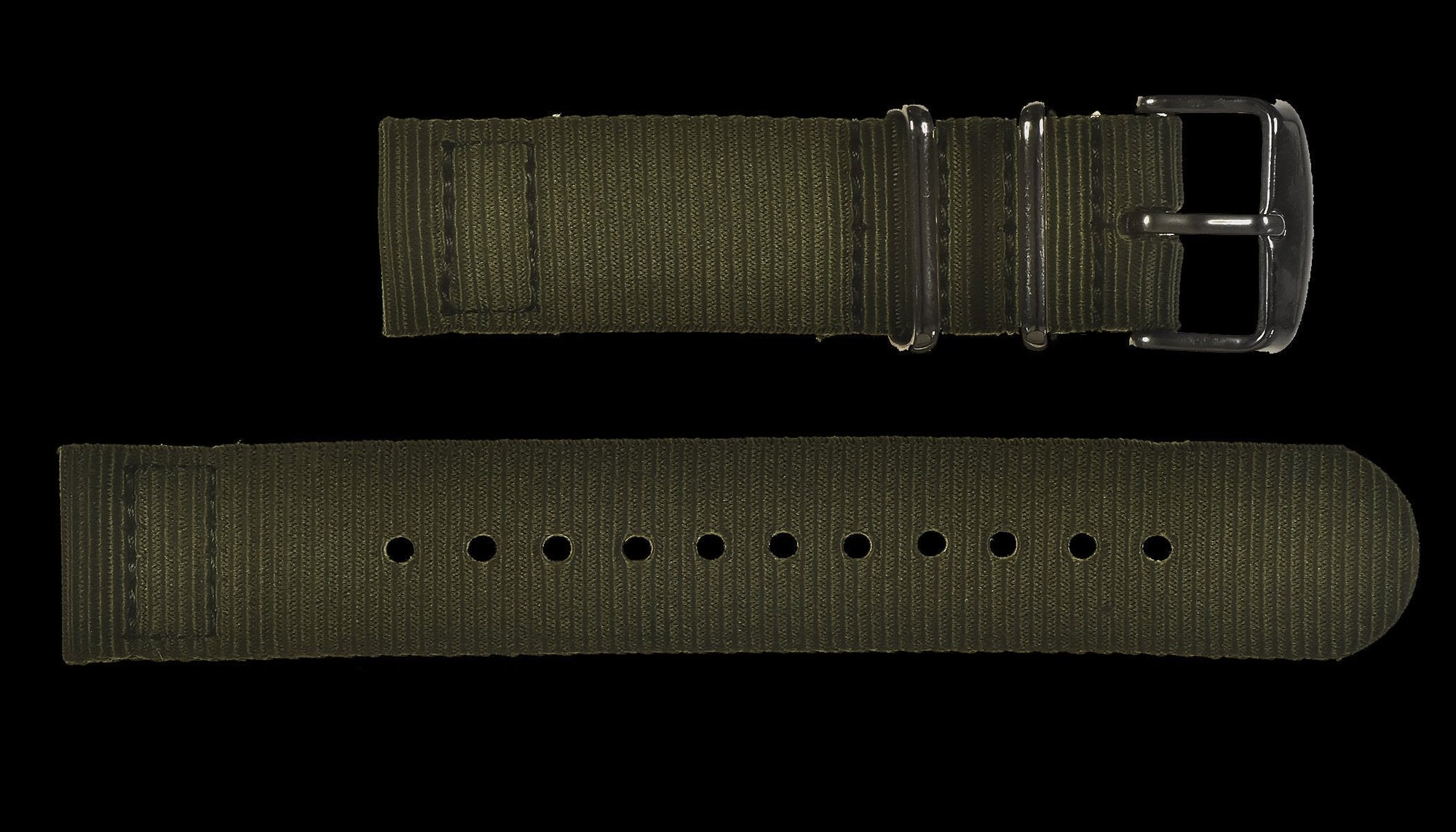 2 Piece 18mm Olive NATO Militair Horloge Strap in Ballistic Nylon – Groen