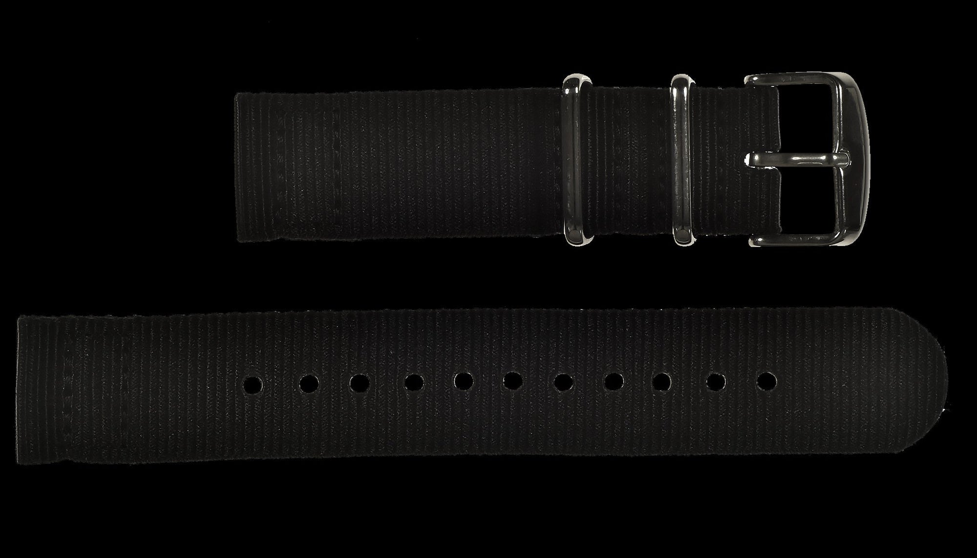 2 Piece 22mm Black NATO Militair Horloge Strap in Ballistic Nylon with Stainless Steel Fasteners – Authentiek Militair Design