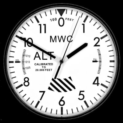 MWC Limited Edition Altimeter Wall Clock with White Dial, Silent