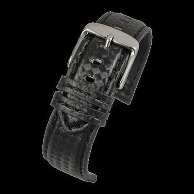 24mm Premium Black Carbon Fibre Horloge Strap with Matching