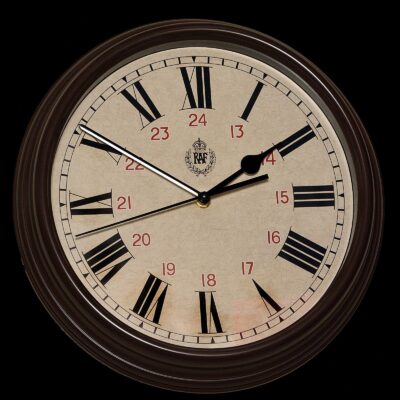 RAF 1943 Pattern Replica 12/24 Wall Clock with Silent Quartz Movement