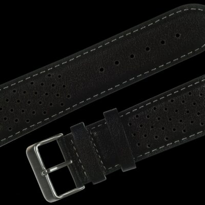 Klassiek 1970s / 1980s Retro Rally Pattern 24mm Black Leather Horloge